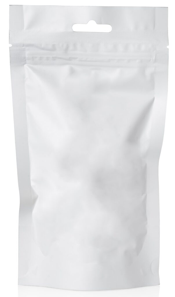 White plastic pouch bag isolated.